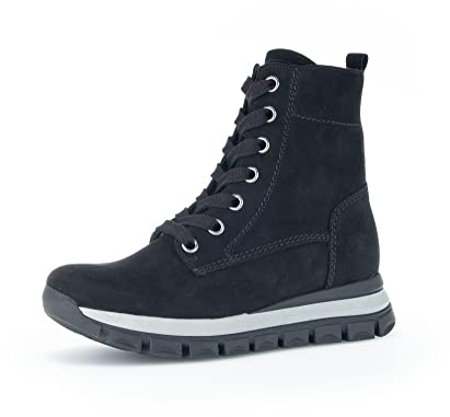 Gabor Damen Schnürstiefeletten, Frauen Boots,Wechselfußbett,Komfortable Mehrweite (H),schwarz (Flausch),42 EU / 8 UK