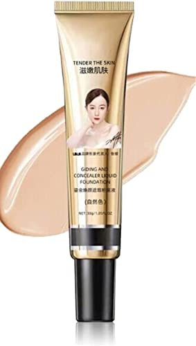 FV Concealer Foundation,Full Coverage Foundation,Concealer Lasting Nude Makeup Waterproof Long Moisturizing Long-lasting Primer Finishing Powder (Natural)