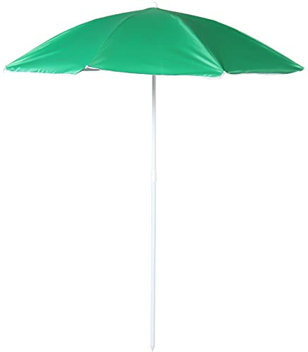 Unibos 1.8m Beach Parasol Umbrella with Carry Bag, Portable Height Adjustable Garden Parasol Umbrella, Parasol for Beach/Pool/Patio, Round Sunscreen UV Safe (Green)