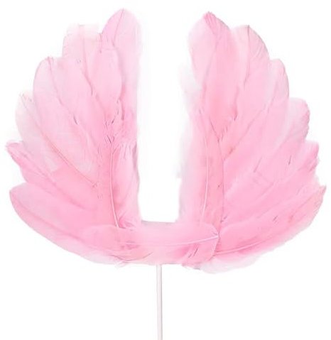 5 piezas de decoración para tartas con alas de ángel para aniversario, baby shower, decoración de boda, suministros de fiesta (rosa)