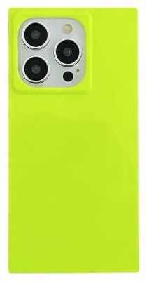 owwiktten Square Neon Yellow Phone Case Compatible with iPhone 14 Pro 6.1 inch,Bright Vibrant Fluorescent Trunk Edge Design Sleek Stylish Trendy Soft Protective Slim Cover(Yellow,iPhone 14Pro)
