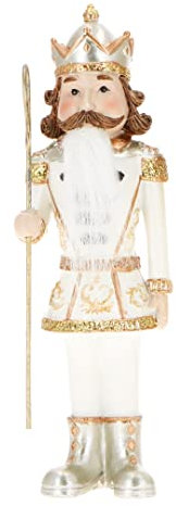 Timstor - Schiaccianoci Nutcracker Soldatino Bianco Oro 22cm Resina