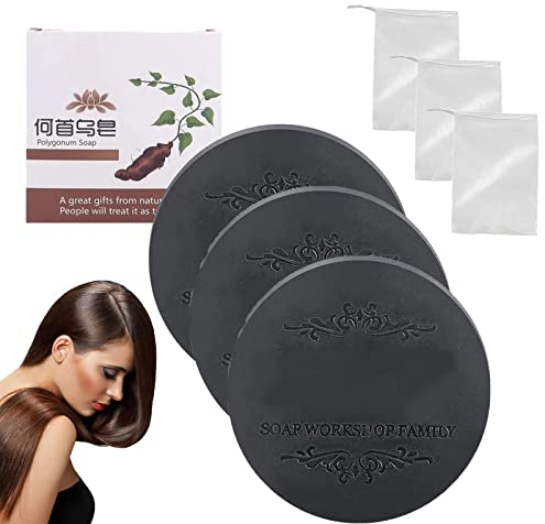 Black & Thick Hair Fallopia Multiflora Shampoo Bar, Hair Darkening Shampoo Bar, He Shou Wu Shampoo Soap, He Shou Wu Extract Shampoo, Promotes Hair Growth and Prevents Hair Loss (3Pcs)