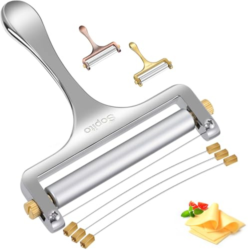 Sopito Cheese Slicer with 3 Extra Stainless Steel Wires, Silver