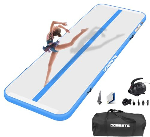 DOBESTS Air Tumbling Track Gymnastikmatte Aufblasbare 3 m 4 m 5 m 6 m Tumble Mats 4 Zoll Dicke Yoga Training Cheerleading Wasserspaß mit elektrischer Pumpe (Blue, 5m)