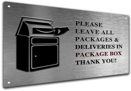 “Paktete bitte in die Paketebox legen -Paketebox Schild 20cmx30cm Zustellungsabwurfschild Rostfreies Aluminium, Wetterfest (EN Silber 2333)