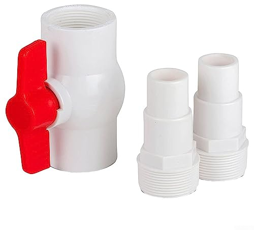 ZYNCUE AR512 Adaptateur de valve marche/arrêt pour tuyau de 38 et 32 mm de diamètre, robinet à boisseau sphérique avec poignée en T, adaptateur d'arrêt d'eau pour piscine