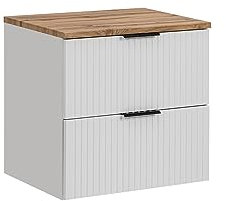 Mueble de Lavabo 60 cm ADEL White, Mueble de Lavabo con encimera o Lavabo Empotrado, Mueble de Lavabo Blanco,Puertas fresadas, Muebles de baño (con encimera)