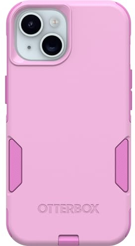 OtterBox iPhone 15, iPhone 14, and iPhone 13 Commuter Series Case - RUN WILDFLOWER (Pink), slim & tough, pocket-friendly, with port protection