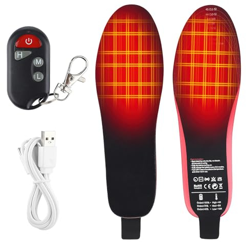 Electric Foot Warmer, 2100mAh 3 Heat Levels 6 Hours Rechargeable Battery Rechargeable Heated Insole Cut To Size, Winter Foot Warmers Shoe Pad Fishing Hiking Camping Outdoor Sport Unisex (35-40)