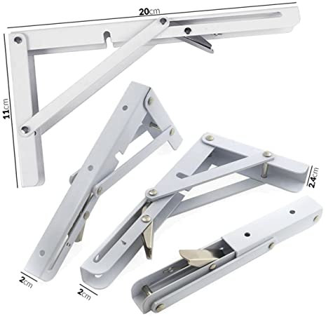 Hemobllo Foldable Triangular Steel Bracket Wall-Mounted Shelf Support for Home Office and Kitchen Sturdy Cold Rolled Steel Strong Bearing Space Saving White