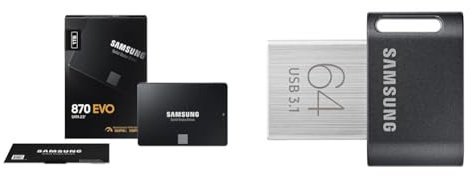 Samsung SSD 870 EVO, 1 TB, Form Factor 2.5”, Intelligent Turbo Write, Magician 6 Software, Black (Internal SSD) & flash drive Gunmetal Gray 64 GB