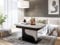 Design Couchtisch DA-111 höhenverstellbar ausziehbar Esstisch, Farbe:Beton - Schwarz matt