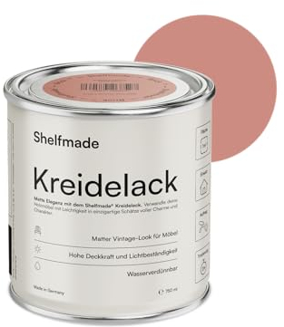 shelfmade Kreidefarbe für Holz - Backsteinrot - Holzlack, Holzfarbe rosa DIY - Kreidefarbe für Holz, shabby chic - Farbe für Möbel, Chalk Paint - Kreidefarbe für Möbel matter Look