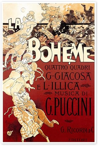 Posterlounge La Boheme von Puccini Poster | 40 x 60 cm von Adolfo Hohenstein Rot Wandbilder Wanddeko