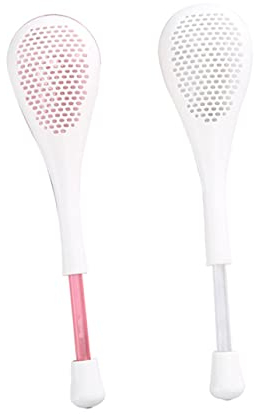 OKUMEYR 2pcs Household Flour Sifter Spoon Set, Plastic Powder Strainer Spoons for Baking and Cooking, White and Pink, Kitchen Utensils for Home Use