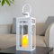 TRIROCKS Lanterna Decorativa 30 cm Alta, Porta Candela in Metallo con Vetro Trasparente, Lampada per Arredamenti Casa, Soggiorno, Eventi Interni ed Esterni (Bianco Opaco)