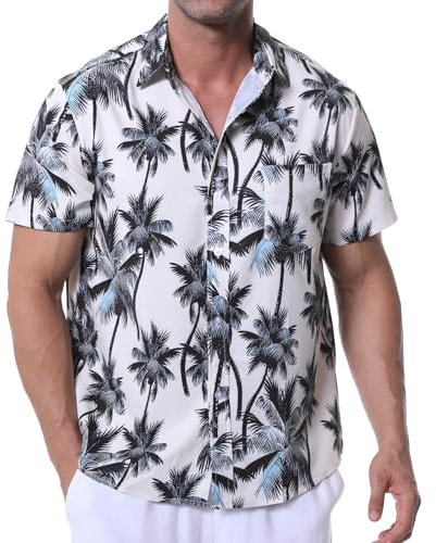 Danfiki Mens Hawaiian Shirt Short Sleeve Flower Shirts Summer Shirts Summer Causal Shirt for Beach Holiday Beach Shirts
