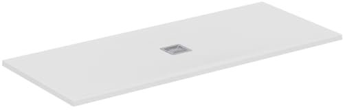 Ideal Standard - Ultra Flat S+, Piatto doccia rettangolare ultrasottile in resina effetto pietra, 170x70cm, Ideal Solid, Scarico centrale, Bianco