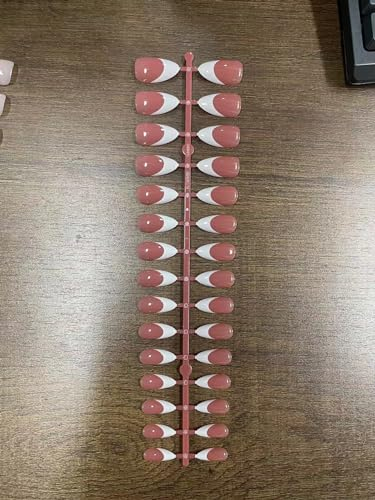 French False Nails Kit - 240Pcs Press on Nails - Full Cover Fake Nails with Glue - Nude Color Press on Nails - Square Glue on Nails White Tip - French Nail Art Manicure Decorations for Girls Women