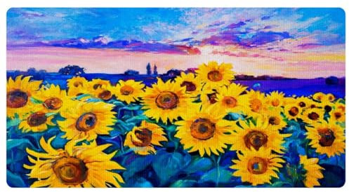 VAPOKF Sunflower Modern Impressionismus Ölgemälde Küchenmatte, rutschfest, waschbar, Bodenteppich, saugfähige Küchenmatten, Läufer Teppiche für Küche, Flur, Waschküche
