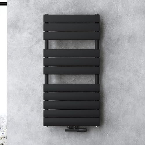 doporro Radiatore a pannello di design, 100 x 50 cm, colore antracite, a uno strato, orizzontale, 2 in 1, connettore centrale o laterale
