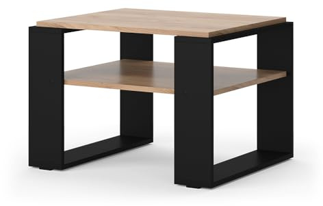 Vicco Couchtisch Helm, Goldkraft Eiche, 65.6 x 55.8 cm | mit Ablage, zur Aufbewahrung von Zeitschriften und Fernbedienungen geeignet
