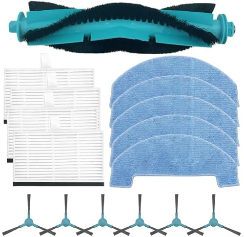 Kit de accesorios de repuesto para aspiradora robot Conga 2499 Ultra Home Advanced, 1 cepillo principal, 5 paños de fregona, 6 cepillos laterales, 4 filtros