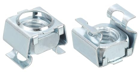 QUARKZMAN M12 x 1.75mm Käfigmutter 5Stk Einrastbar Käfigmuttern | Karbonstahl Verzinkt Beschichtet Metrische Mutter für Schränke Netzwerk Schrauben Rack Käfigmuttern Silber