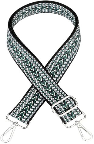 Bunt Schultergurt für Taschen, Verstellbarer Schultergurt, Längenverstellbarer 80-130cm, Taschenriemen Zubehör für Schultertasche, Crossbody Bag, Handtaschen, DIY Zubehör (Schwarz-Grün, Breite 3.5cm)