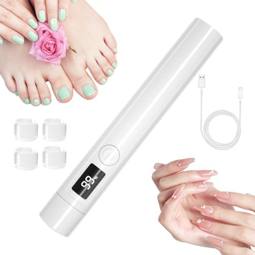 LED Nail Lamp - UV Pen Lamp | ABS UV Nail Lamp with 4 Silicone Tips | 180mAh Rechargeable Pen-Shaped Nail Dryer, Portable Nail Lamp Quick Dry for Gel Polish, Nail Polish