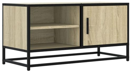 vidaXL Mueble TV Metal y Madera ingeniería Roble Sonoma 80x34,5x40 cm, Soporte de TV, Banco de TV, Muebles para Equipos de música, aparador de TV