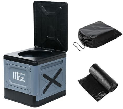 Ynzeyx Toilette Portable Camping, WC Toilette Voiture Pliables avec Sac Poubelle, Mobiles Toilettes pour Piscine fête, Camping, Pique-Nique