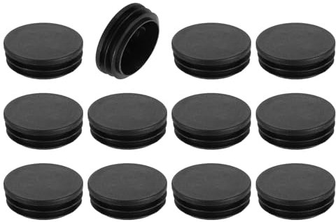 QUARKZMAN 12 Stück Runde Abdeckkappen, Schwarze Blindstopfen, Rohrabdeckung aus Polyethylen 48mm (1,89 Zoll) Möbelbeinrohr Einsatz Kunststoffkappen, Verschlusskappe für Stuhl Sofa Regal