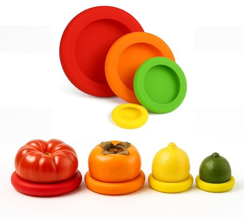 Silikon-Abdeckhauben für Lebensmittel, wiederverwendbar, dehnbar, für geschnittenes Obst und Gemüse, luftdichter Verschluss, passend für Tomaten, Zitronen, Zwiebeln, Avocado, Küchenaufbewahrungshelfer