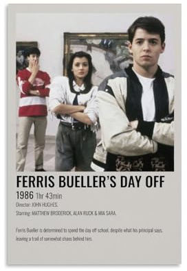 HAUEWB4HEWY Ferris Buellers Day Off Poster, ästhetischer Leinwandbezug, Wandkunst, Poster, moderne Kunst, Gemälde für Wohnzimmer, 30 x 45 cm, ungerahmter Stil