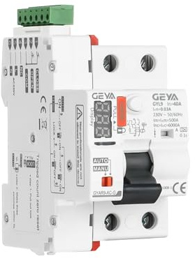 GEYA Dispositif de réenclenchement automatique RCCB Dispositif de réenclenchement automatique Disjoncteur intelligent Affichage numérique du temps de commutation(Type A-2P-40A-0.03A)