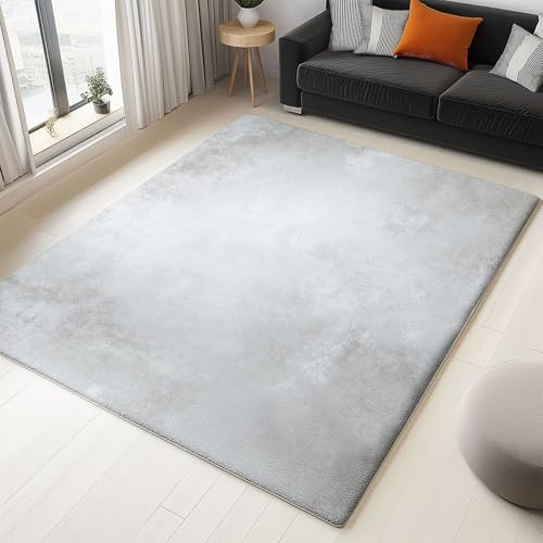 Minimalistisch Grau Waschbarer Teppich Wohnzimmer 140 x 200 cm, Vintage Junk-Textur Drucken Kurzflor rutschfest Teppiche, für Schlafzimmer Carpet Living Room Bedroom Esszimmer Büro