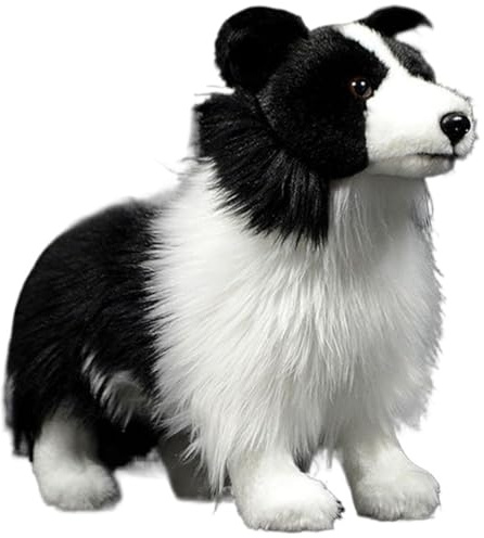 Xiyocadt 26cm Border Collie Plüschtier, Hund Kuscheltier, Schwarz-Weiß Plüsch Stofftier Spielzeug Geschenke für Kinder Jungen und Mädchen
