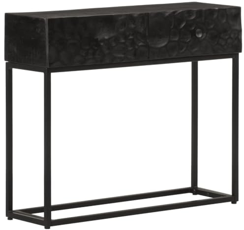 Yisssmeng Console Table Black 90 x 30 x 76 cm Solid Mango Wood and Iron Hallway Storage for Living Room Corridor Entryway Modern Design