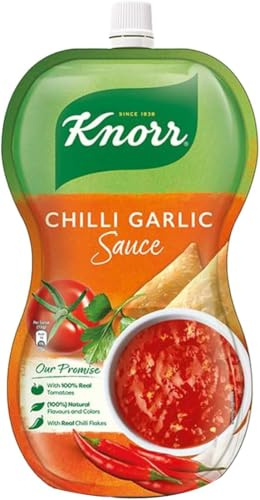 Knorr Chilli Garlic Sauce 800g Pouch – Rich Tomato Base with Crushed Red Chillies & Real Garlic | Spicy, Tangy & Flavorful | Perfect for Snacks, BBQ, Noodles & Marinades
