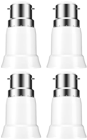 BYSMAH B22 to E27 Adapter, 4 Pack Bayonet to Screw Bulb Adaptor | for Ceiling Fan Light, Light Adaptor Fitting, BC to ES Lamp Base Socket Converter, for LED and Incandescent and CFL Bulbs
