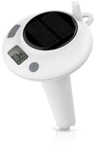 CSL – Poolthermometer mit Display – Solar – kabelloser Sensor – Temperaturanzeige – solarbetriebenes Schwimmthermometer – Pool Schwimmbecken Schwimmbad Whirlpool - Pool Thermometer