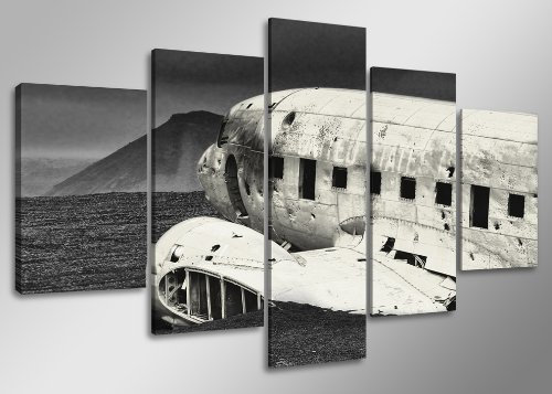 Visario 160 x 80 cm Bild auf Leinwand Flugzeug Wüste 5501-SCT deutsche Marke und Lager - Die Bilder/das Wandbild/der Kunstdruck ist fertig gerahmt