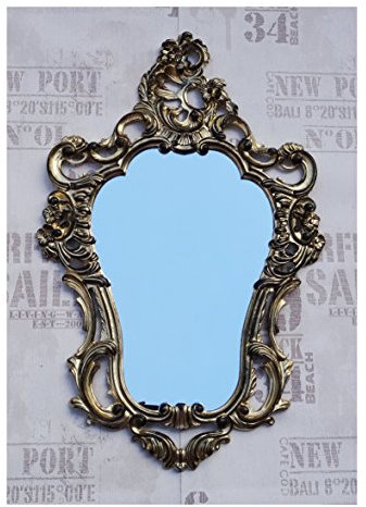 Lnxp Wandspiegel Spiegel Shabby Chic Gold-Schwarz Dulacolor Barock Antik 50X76 Wanddeko Art Nouveau 118SP