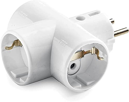 CABLEPELADO Adaptador Enchufe Schuko Triple | Enchufe de Pared regleta | con Protección Infantil | I Portacontactos en cerámica, Reforzado I TT I 16A I 250V