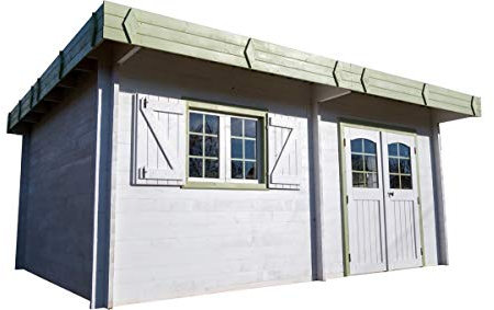 habrita – habrita – Blockbohlen Gartenhaus massiven – Flachdach – Double & Messerköpfen 42 mm