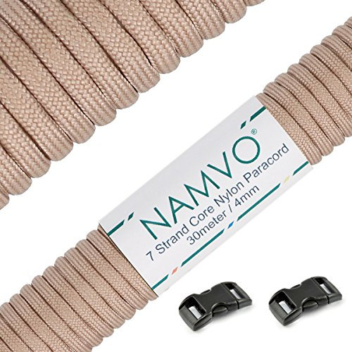 Namvo 550 Paracord Mil Spec Typ III 7 Strang Fallschirm Schnur Gesamtlänge 100ft / 30 Meter - beige