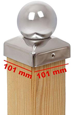 4 x PFOSTENKAPPE KUGEL EDELSTAHL 101 x 101 MM