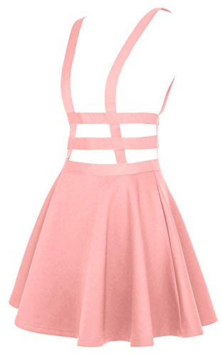 EXCHIC Donna A-Line Mini-Gonna Gonna a Pieghe Senza Spalline (M, Rosa)